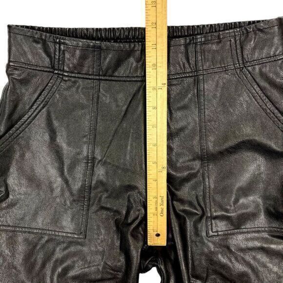 Spanx Faux Leather Joggers Womens Small Black Elastic Waist Pocket Stretch Pants - Picture 12 of 16